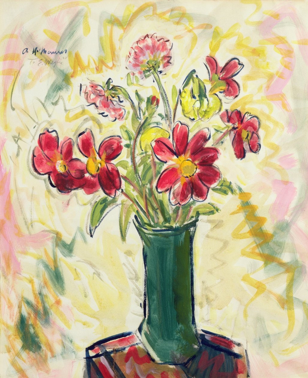 Kwiaty w zielonym wazonie autorstwa Alfred Henry Maurer