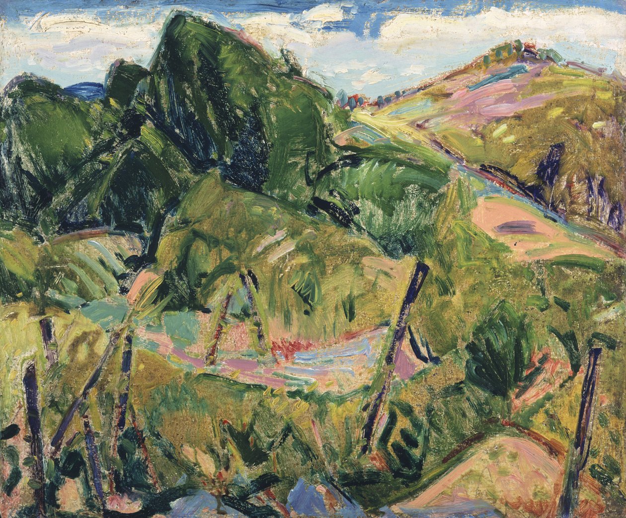 Krajobraz, ok. 1916 (wers z 327404) (olej na desce zagęszczonej) autorstwa Alfred Henry Maurer