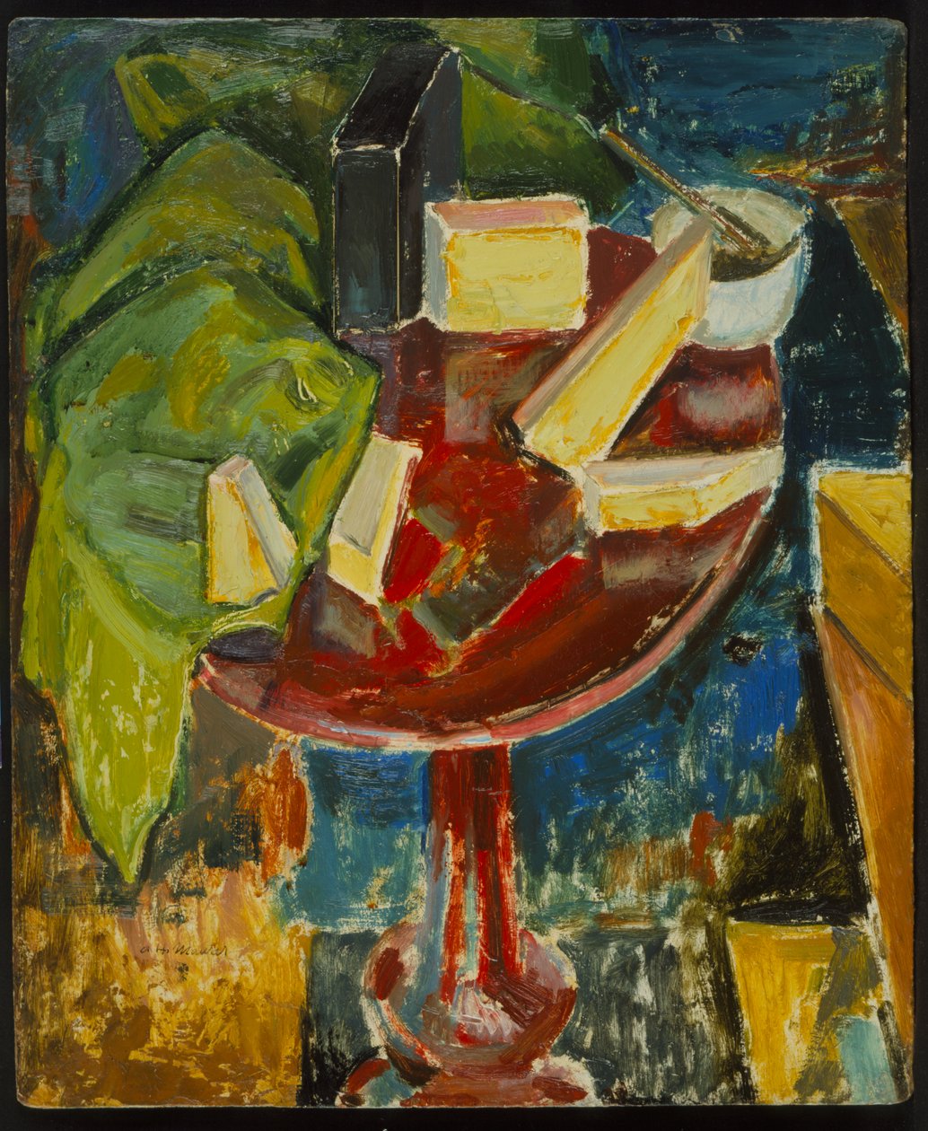 Red Table Top Martwa natura, ok. 1919 (w odwrocie z 372405) (olej na zagęszczonej desce) autorstwa Alfred Henry Maurer