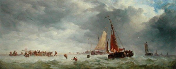 Plaża Scheveningen (olej na panelu) autorstwa Alfred Herbert
