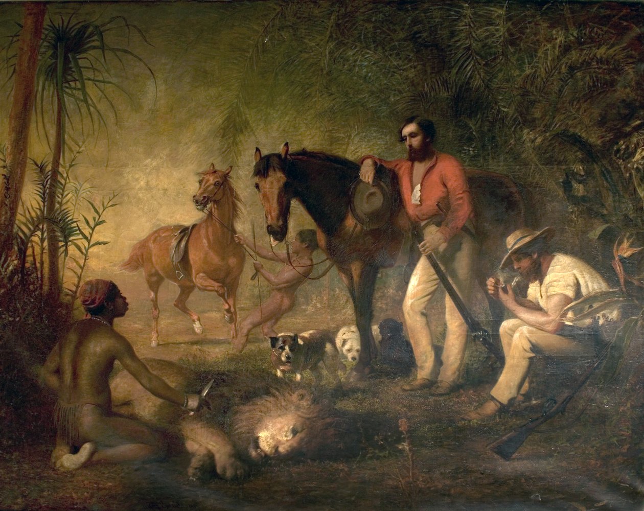 Po polowaniu na lwa autorstwa Alfred Hichens Corbould