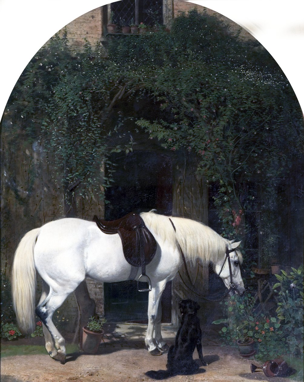 Biały koń i aporter autorstwa Alfred Hichens Corbould