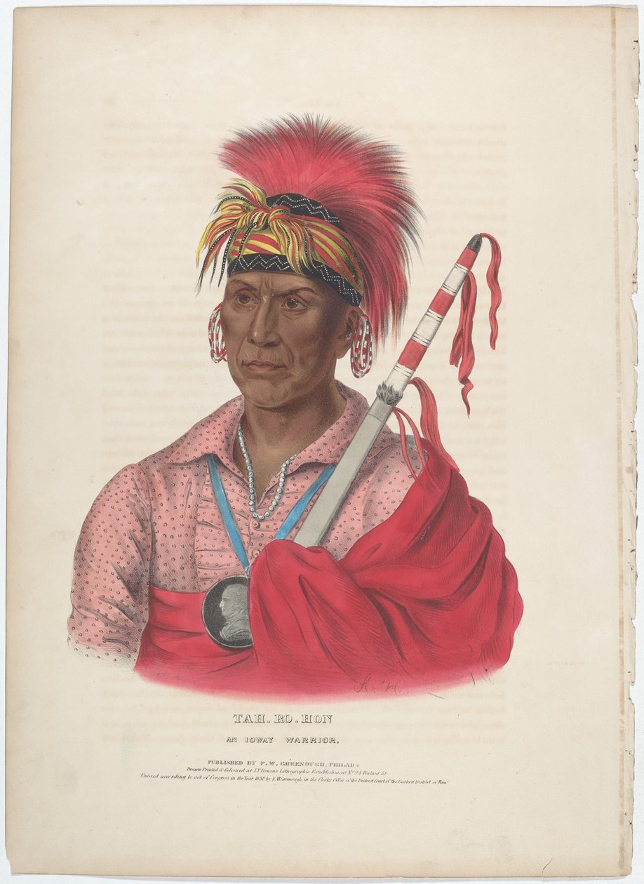 Tah-Ro-Hon, wojownik z Ioway autorstwa Alfred Hoffy, after Charles Bird King