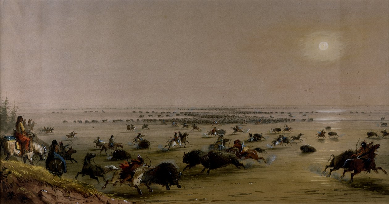 „Otoczenie” bizonów przez Indian autorstwa Alfred Jacob Miller