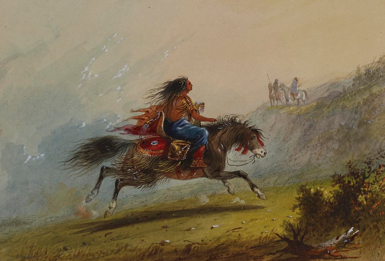 Indiańska dziewczyna (Siuks) na koniu autorstwa Alfred Jacob Miller