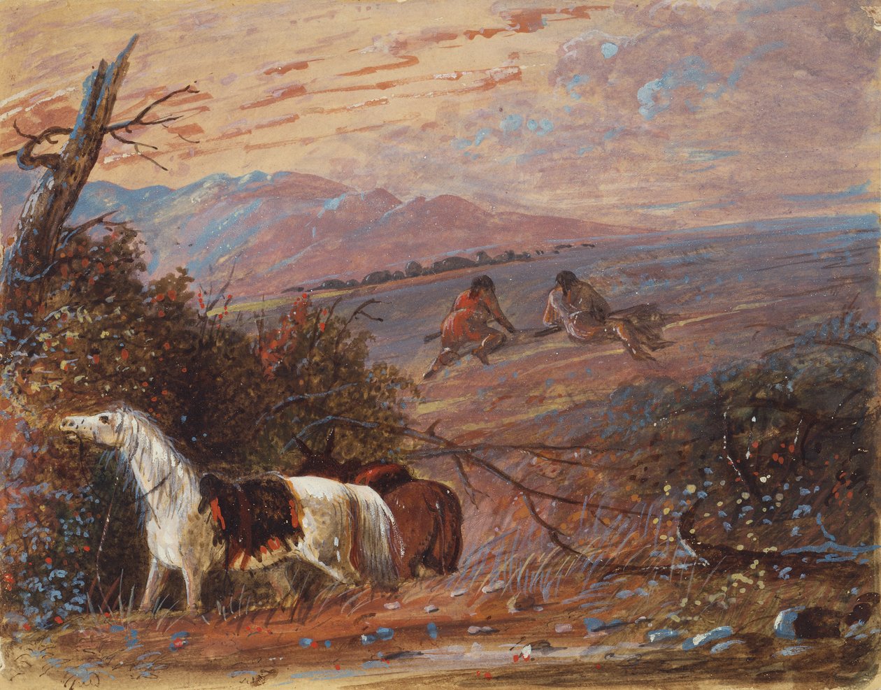 Zbliża się do Buffalo, ok. 1858 (akwarela i gwasz na papierze) autorstwa Alfred Jacob Miller