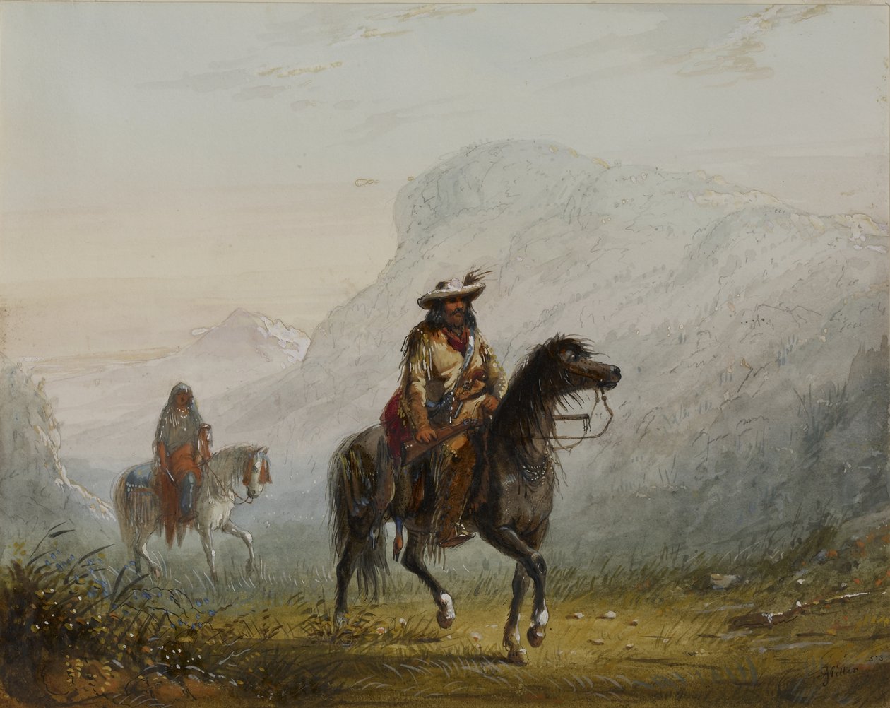 „Bourgeois” W---r i jego Indianka autorstwa Alfred Jacob Miller