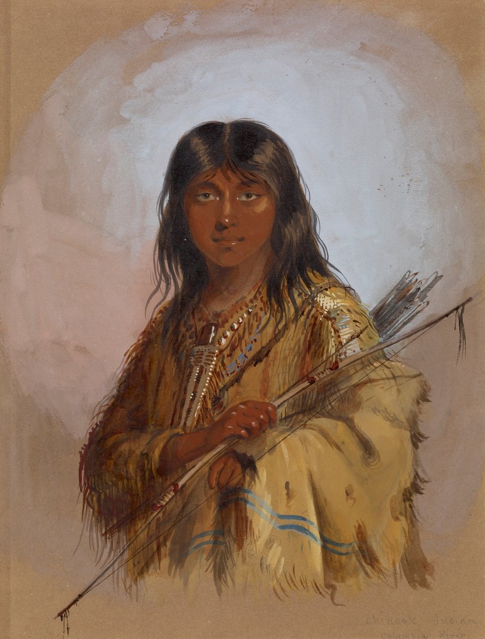 Indianie z plemienia Chinook: rzeka Columbia autorstwa Alfred Jacob Miller