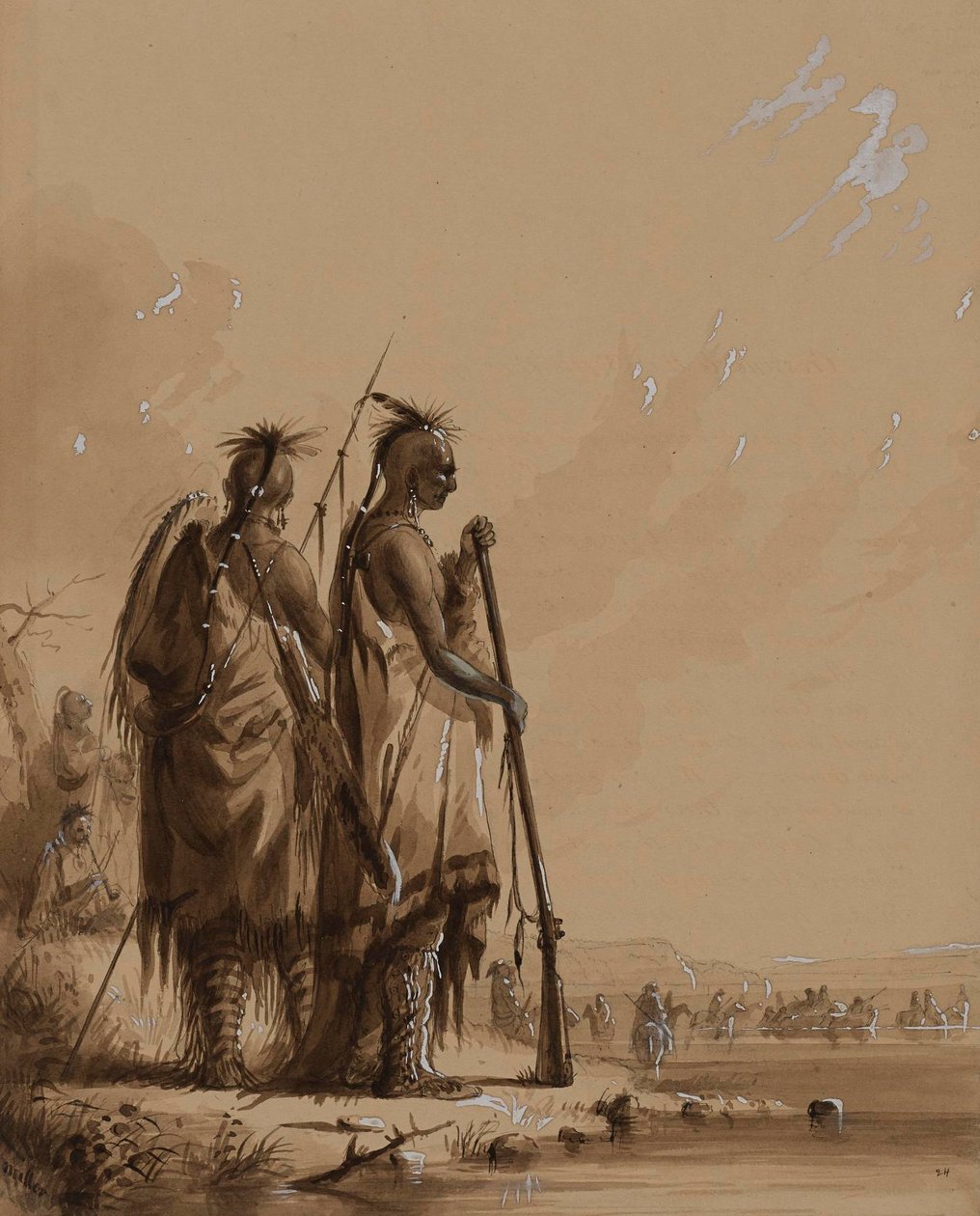 Przeprawa na północną odnogę rzeki Platte autorstwa Alfred Jacob Miller