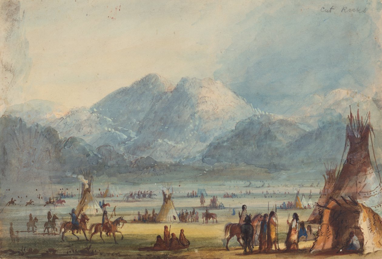 Cut Rocks, ok. 1837 (ołówek, akwarela i gwasz na papierze) autorstwa Alfred Jacob Miller