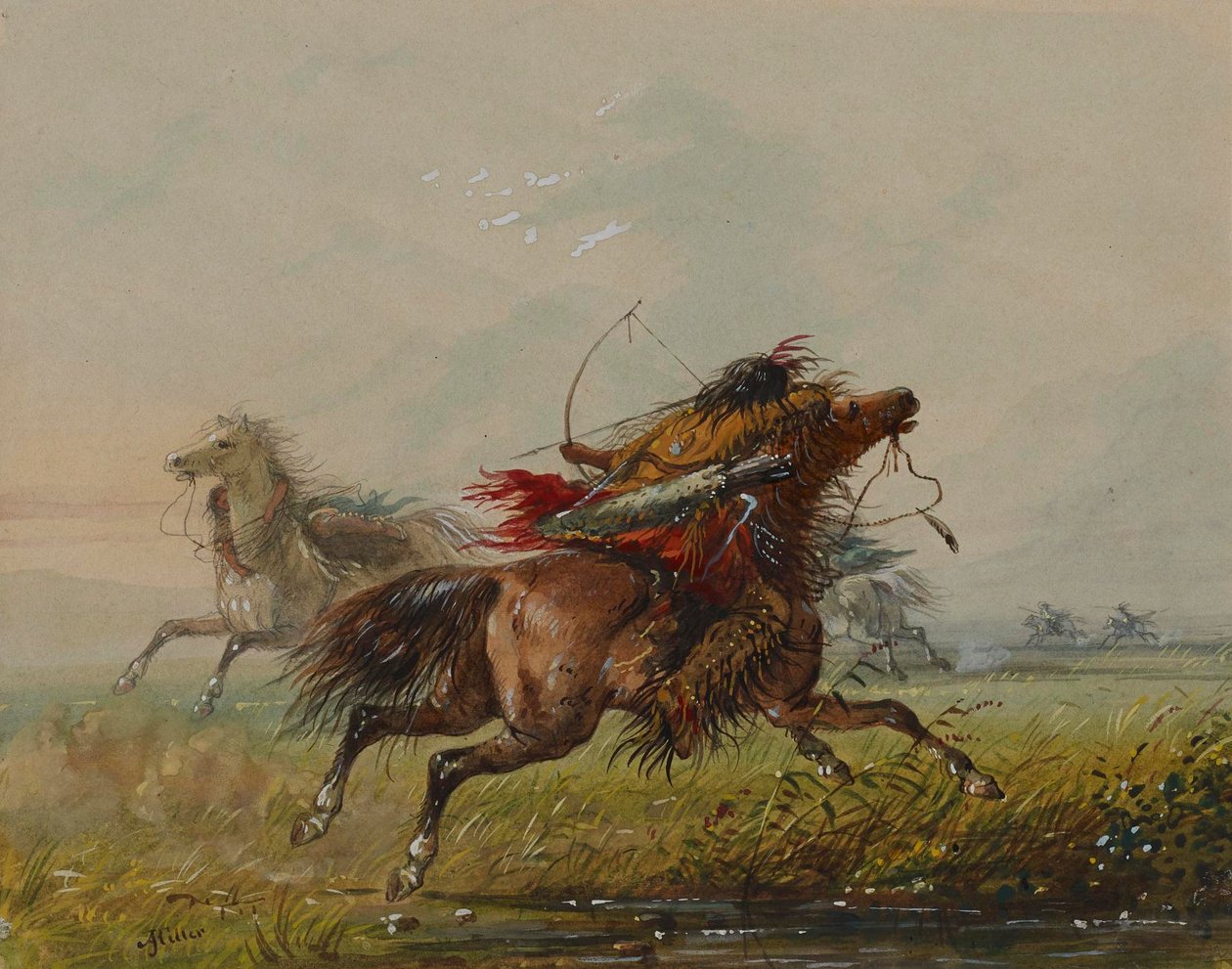 Unik przed strzałą (Kruk) autorstwa Alfred Jacob Miller