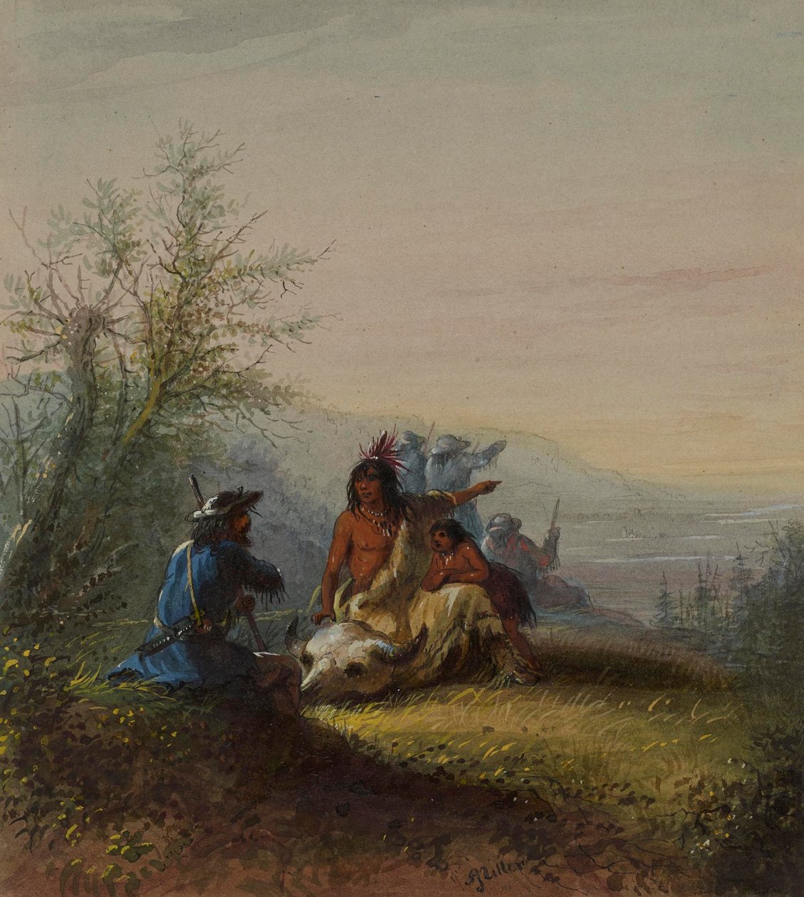 Grupa górala i Indianina z Kansasu autorstwa Alfred Jacob Miller