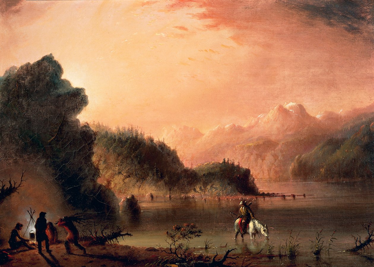 W Górach Skalistych, ok. 1838, Alfred Jacob Miller (1810-1874), olej na płótnie, 36,5x50,8 cm autorstwa Alfred Jacob Miller