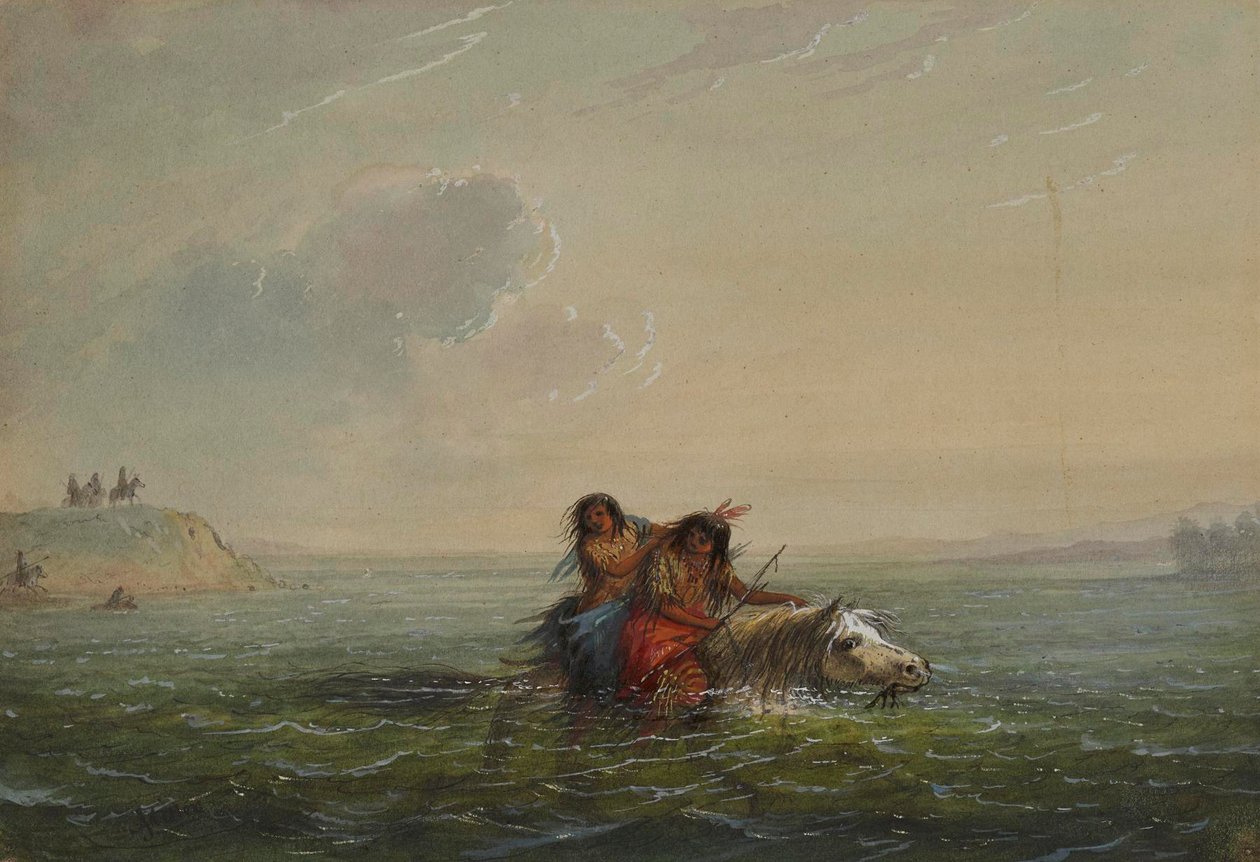 Indiańska ucieczka zakochanych autorstwa Alfred Jacob Miller