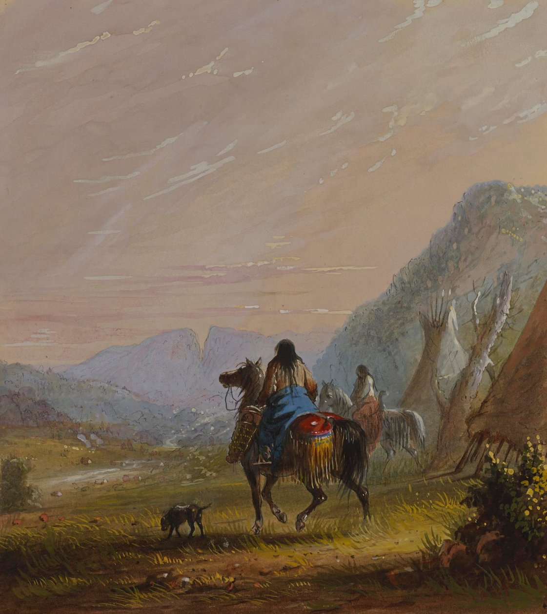 Indyjskie kobiety na koniach w okolicy Cut Rocks autorstwa Alfred Jacob Miller