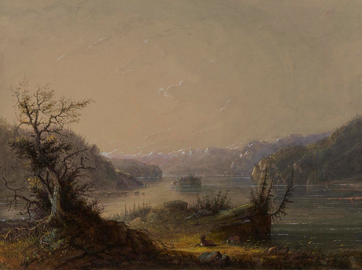 Scena nad jeziorem autorstwa Alfred Jacob Miller