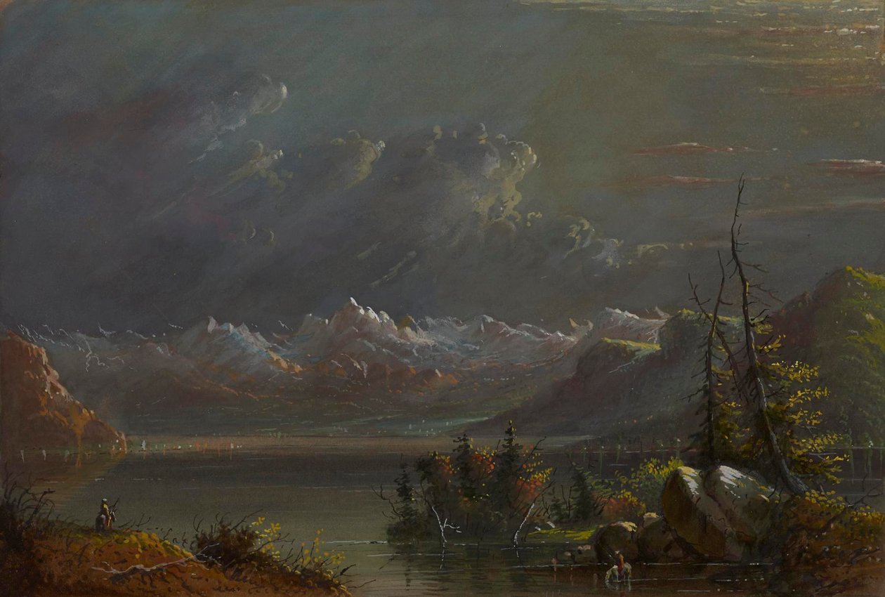 Widok nad jeziorem – Góry Skaliste autorstwa Alfred Jacob Miller
