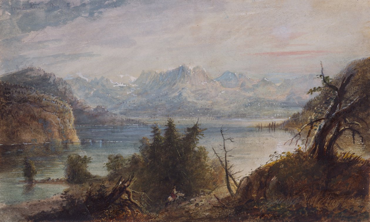 Jezioro, Łańcuch Gór Rzeki Wiatru, ok. 1837 (akwarela na papierze) autorstwa Alfred Jacob Miller
