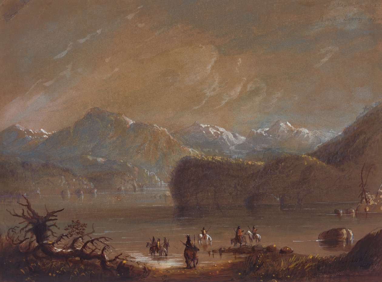 Jezioro, Góry Wind River, ok.1837 (akwarela na papierze) autorstwa Alfred Jacob Miller