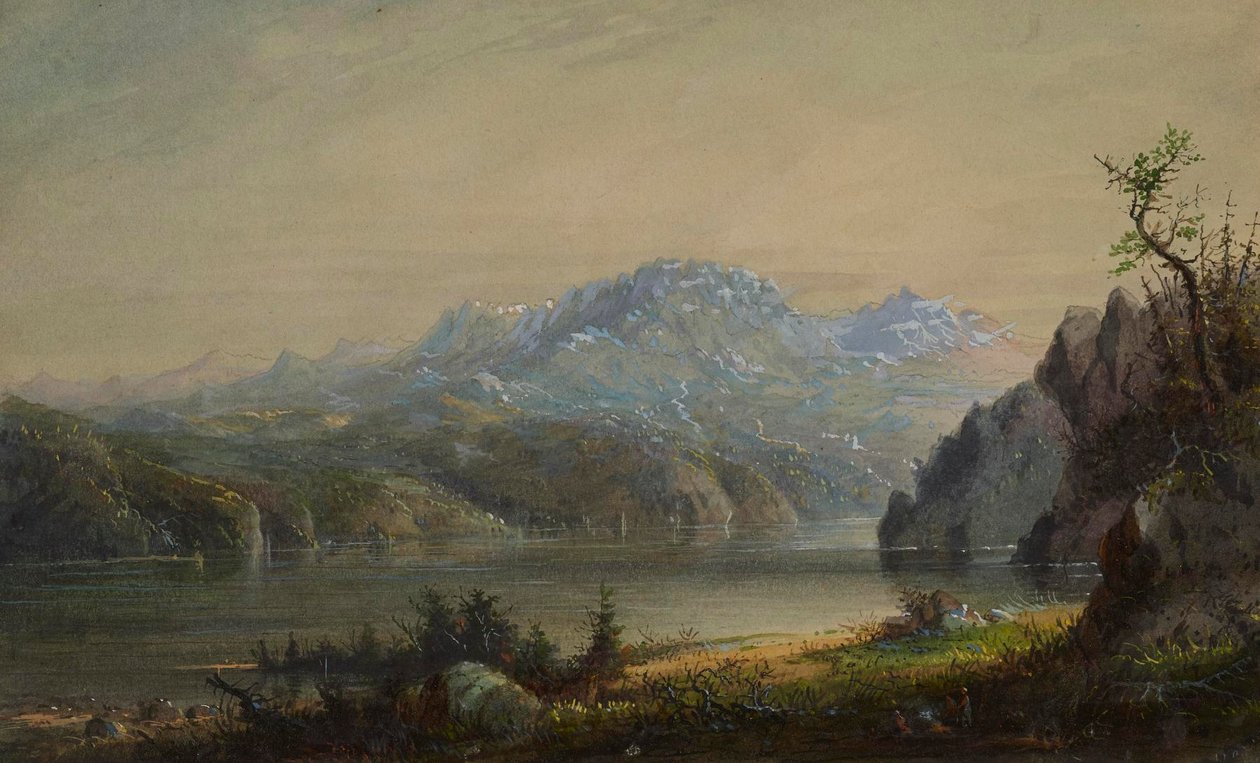 Widok na jezioro i góry autorstwa Alfred Jacob Miller