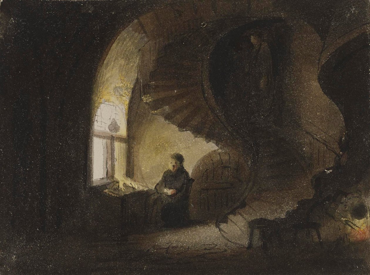 Mężczyzna siedzący przy oknie autorstwa Alfred Jacob Miller