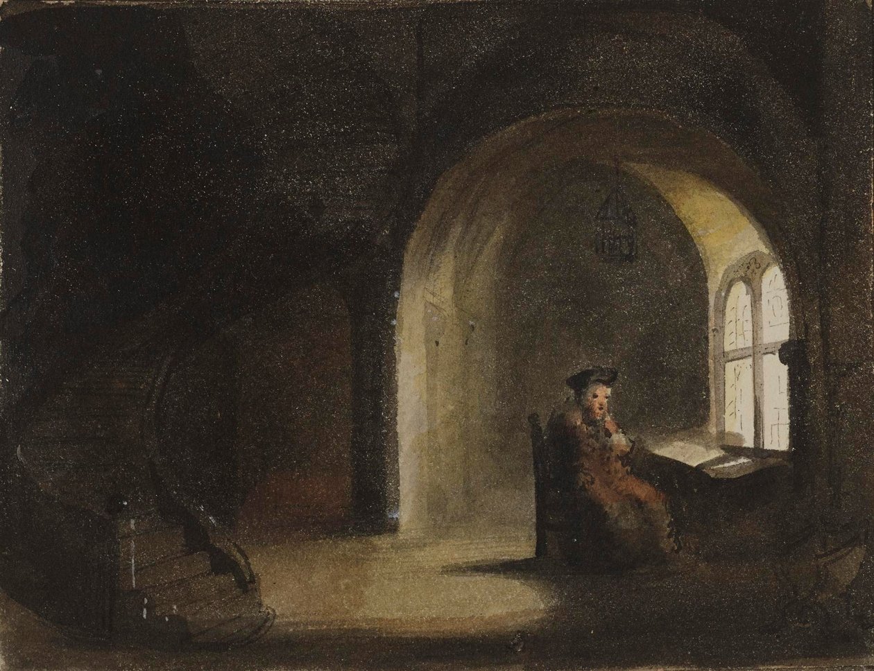 Mężczyzna siedzący przy oknie autorstwa Alfred Jacob Miller