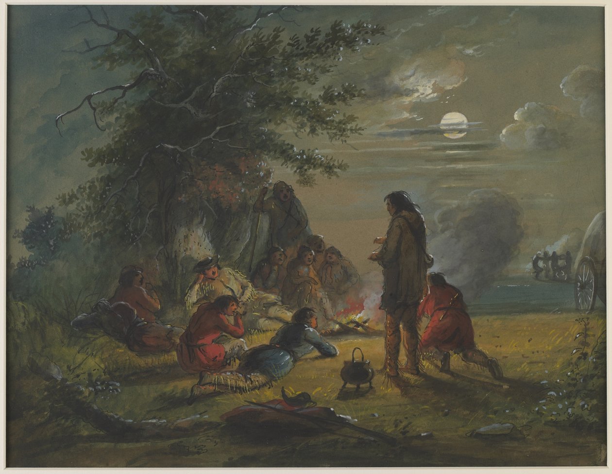 „Moonlight” – scena z obozu autorstwa Alfred Jacob Miller