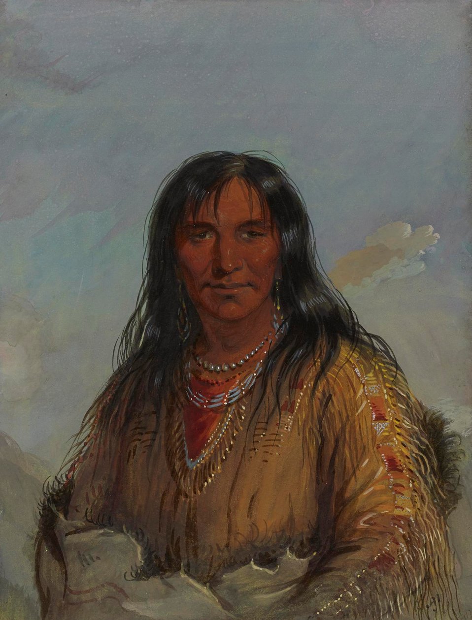 Pa-da-he: Wa-con-da - Łoży róg - Indianin Crow autorstwa Alfred Jacob Miller