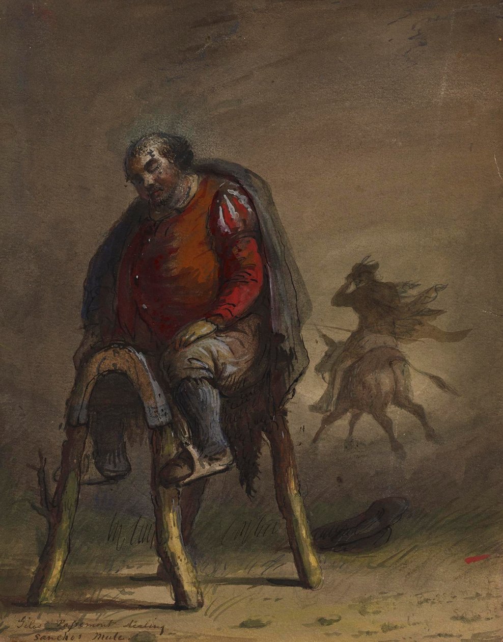 Passemont kradnie muła Sancho (na podstawie powieści M. de Cervantesa „Don Kichot”) autorstwa Alfred Jacob Miller