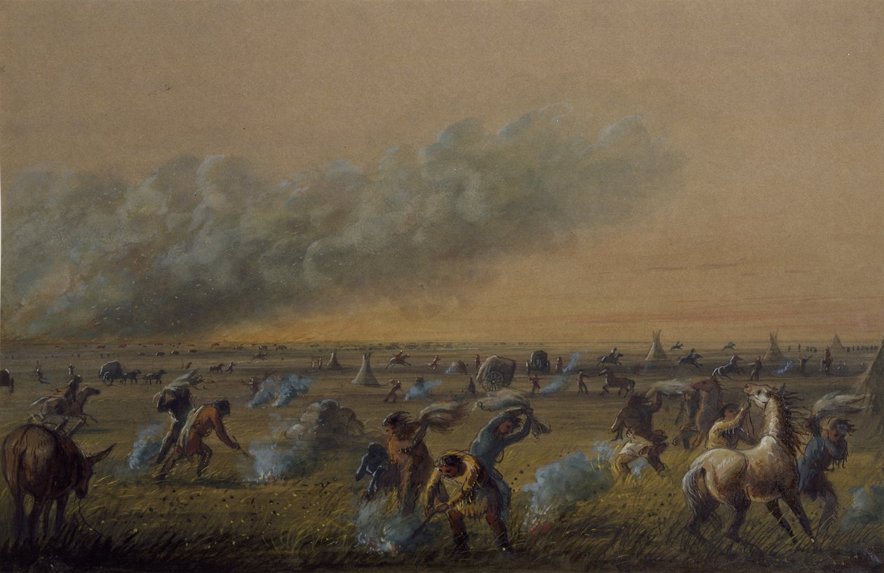 Płonąca preria autorstwa Alfred Jacob Miller