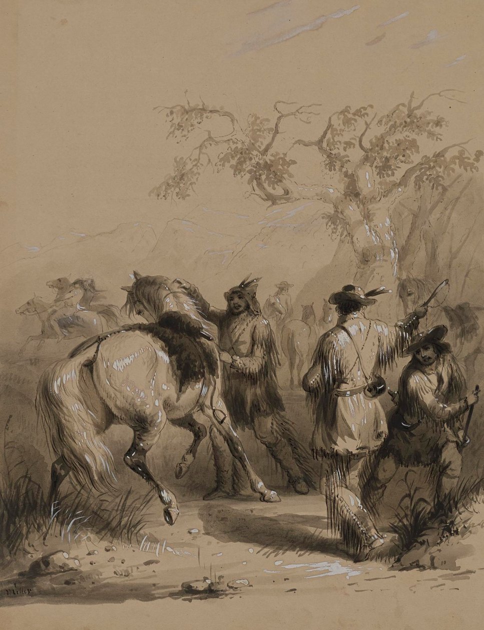 Przygotowania do polowania na bizona autorstwa Alfred Jacob Miller