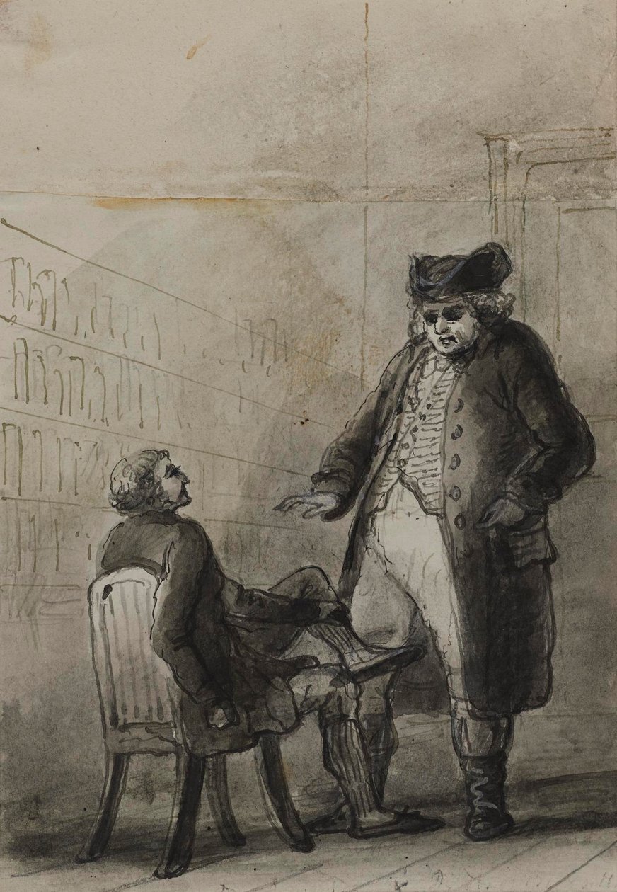 Samuel Johnson i Thomas Davies w księgarni (na podstawie książki Jamesa Boswella „Życie Samuela Johnsona”, 1791) autorstwa Alfred Jacob Miller