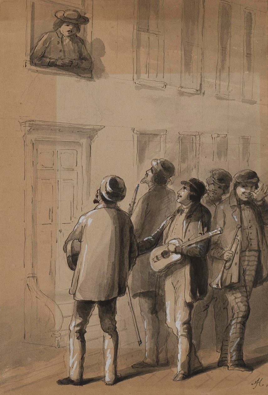 Serenaderzy pod niewłaściwym oknem autorstwa Alfred Jacob Miller