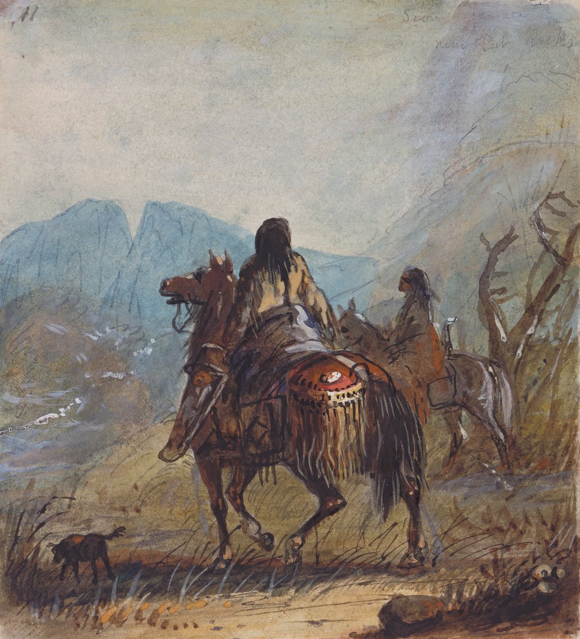 Sioux Women, Cut Rocks in the Distance, ok. 1837 (ołówek, akwarela i gwasz na papierze) autorstwa Alfred Jacob Miller