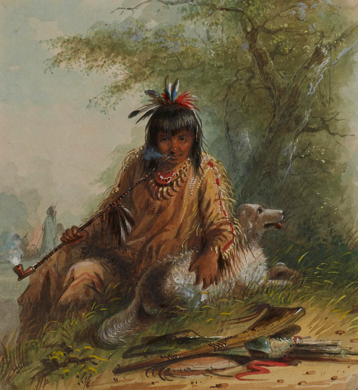 Indianin Snake i jego pies autorstwa Alfred Jacob Miller