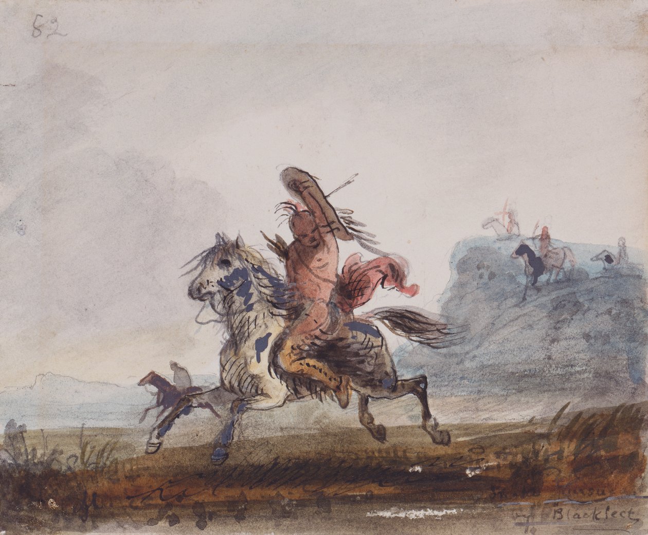Węże ścigane przez Blackfeet, ok.1837 (akwarela na papierze) autorstwa Alfred Jacob Miller