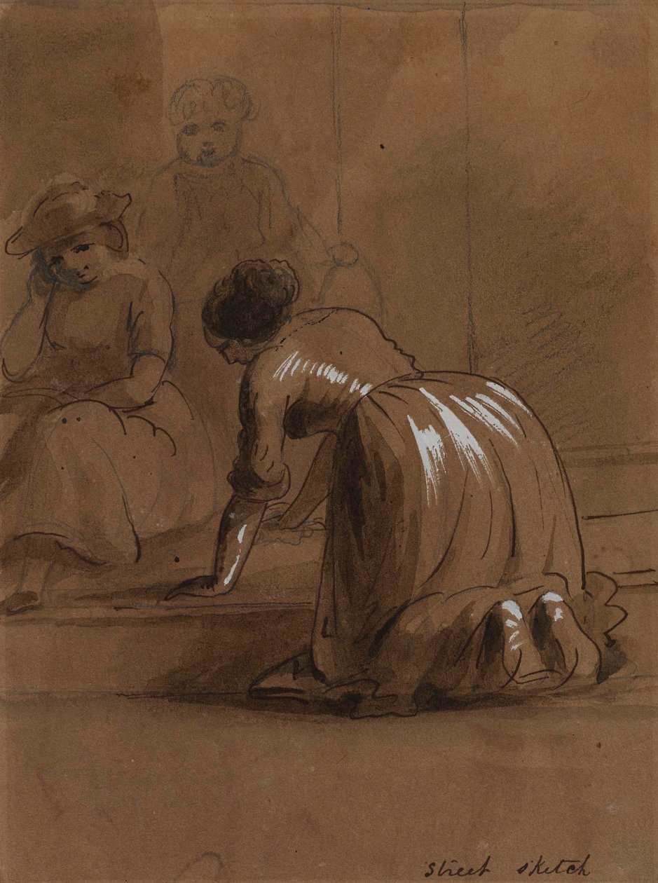 Szkic uliczny. Schody do prania autorstwa Alfred Jacob Miller