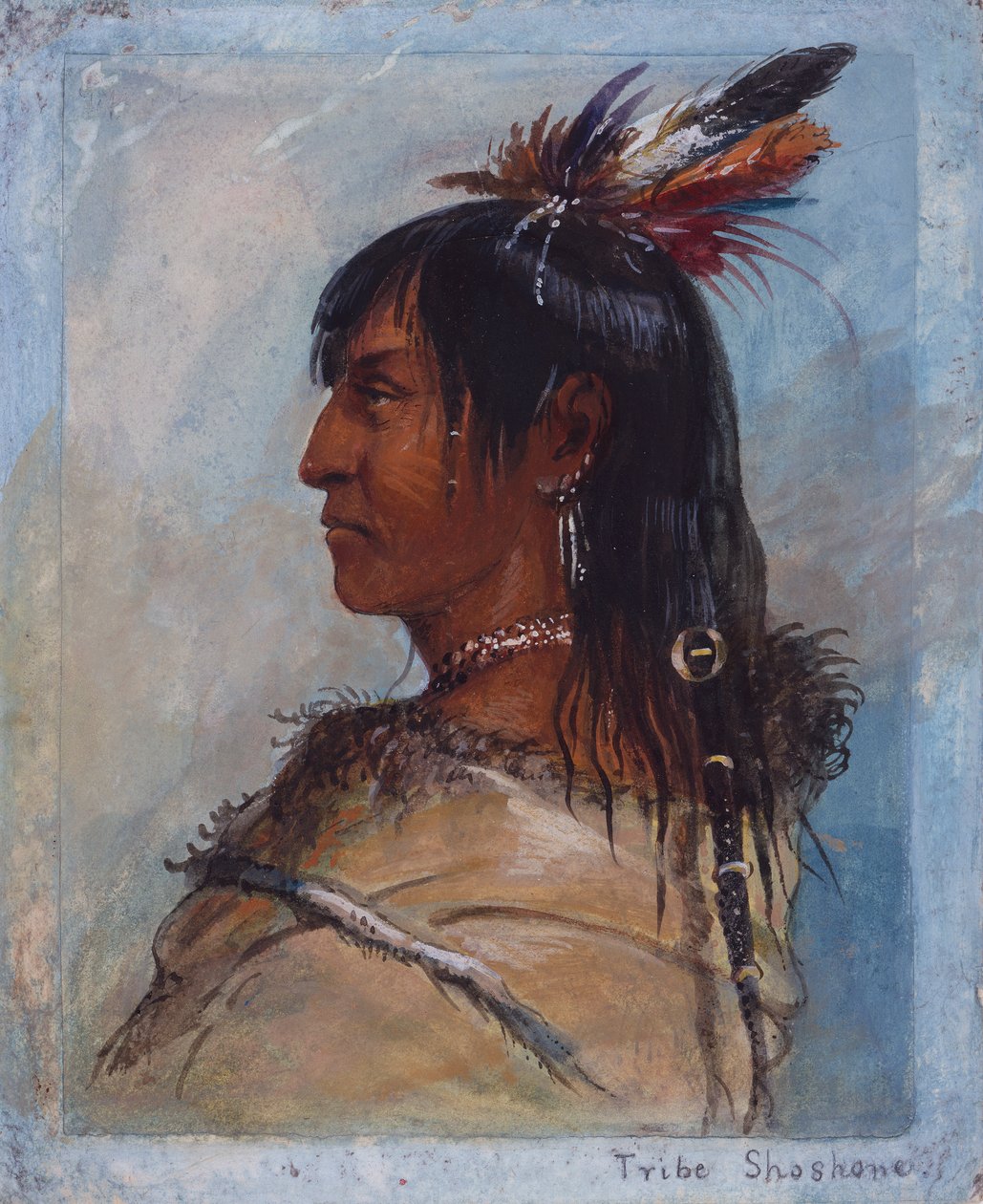 Plemię Shoshone, ok. 1837 (pióro i atrament, akwarela i gwasz na papierze) autorstwa Alfred Jacob Miller