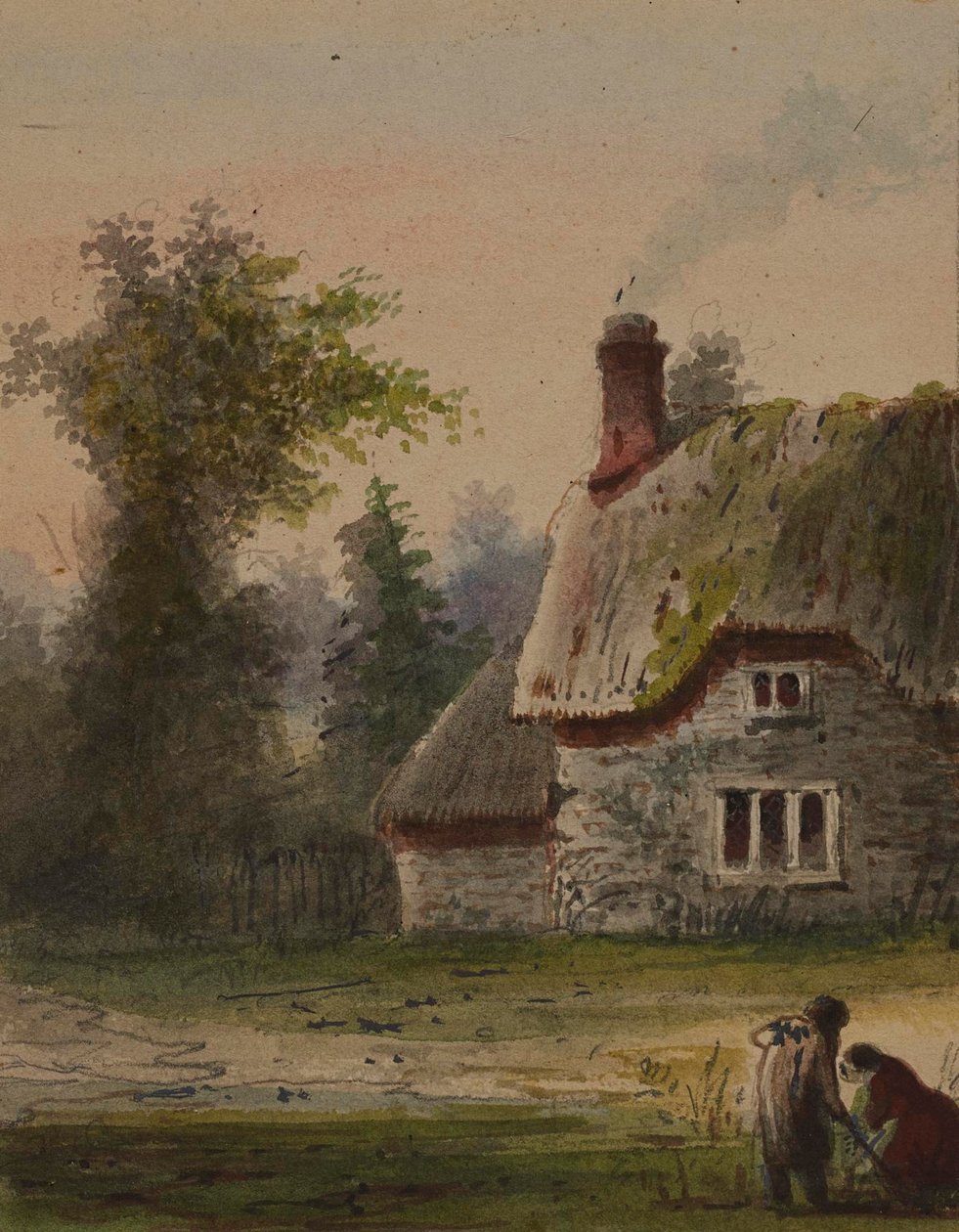 Dwie postacie przed chatą autorstwa Alfred Jacob Miller