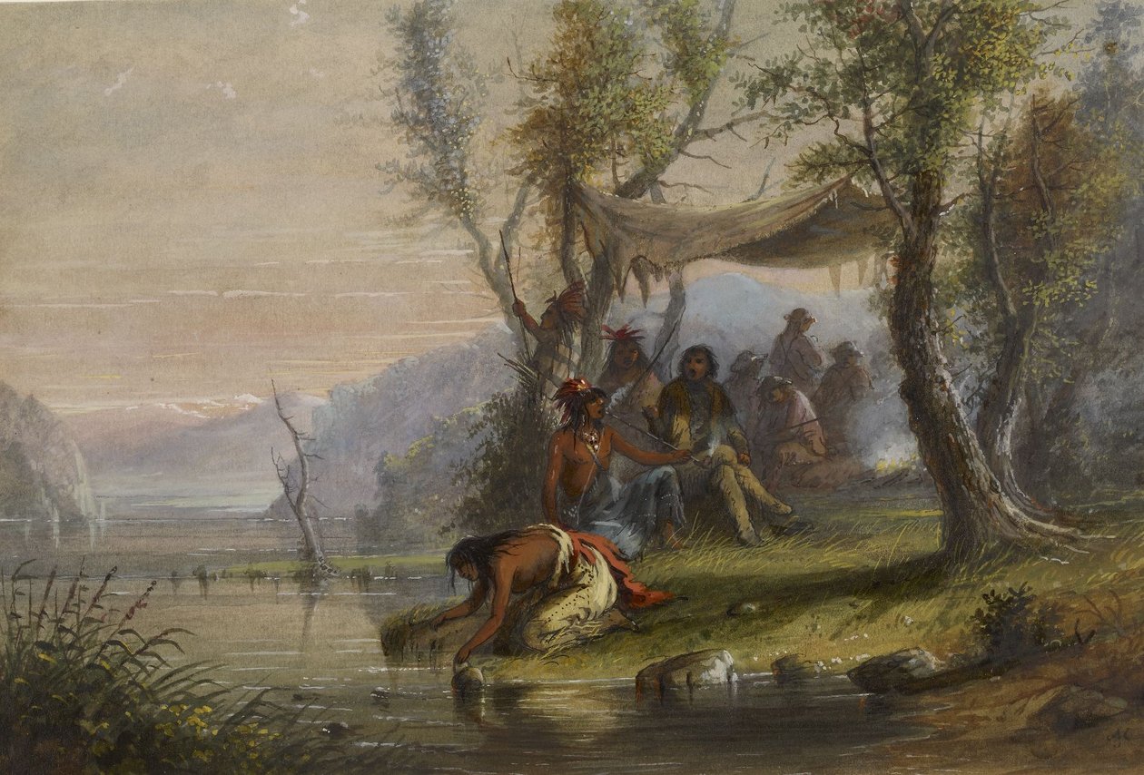 Wizyta w obozie Indian autorstwa Alfred Jacob Miller