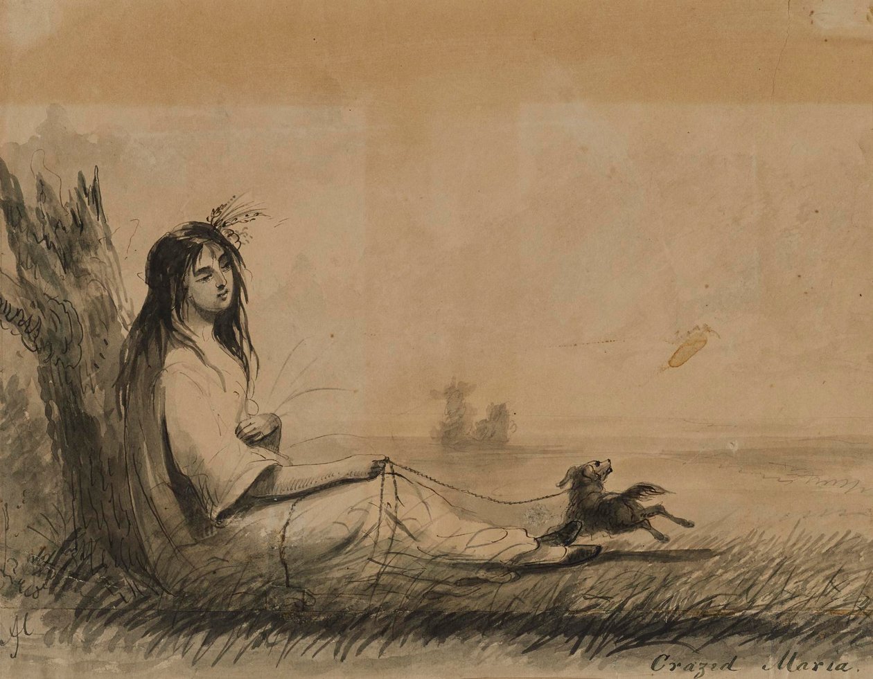Leżące kobiety z psem na smyczy (z dzieła Laurence