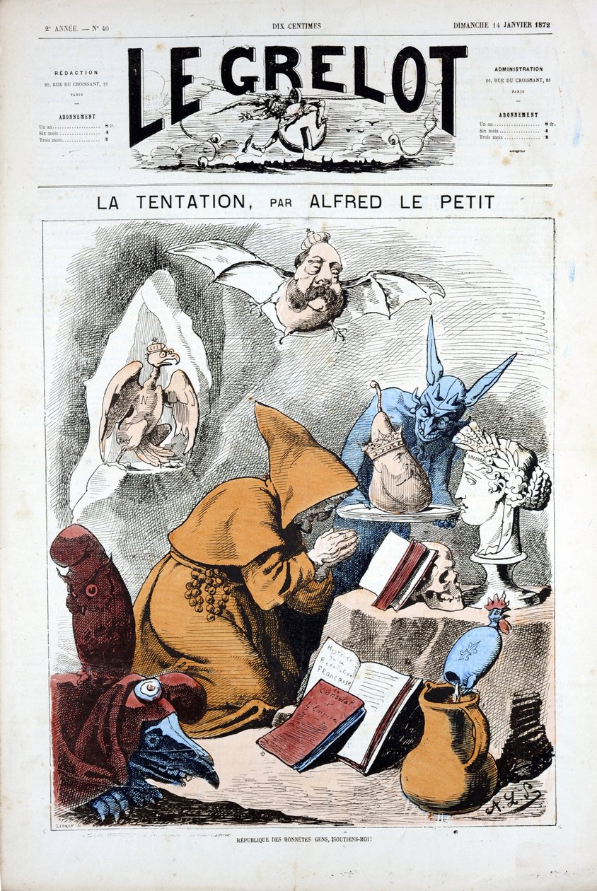 Okładka „”Le Grelot””, numer 40, Satirique en Couleurs autorstwa Alfred Le Petit