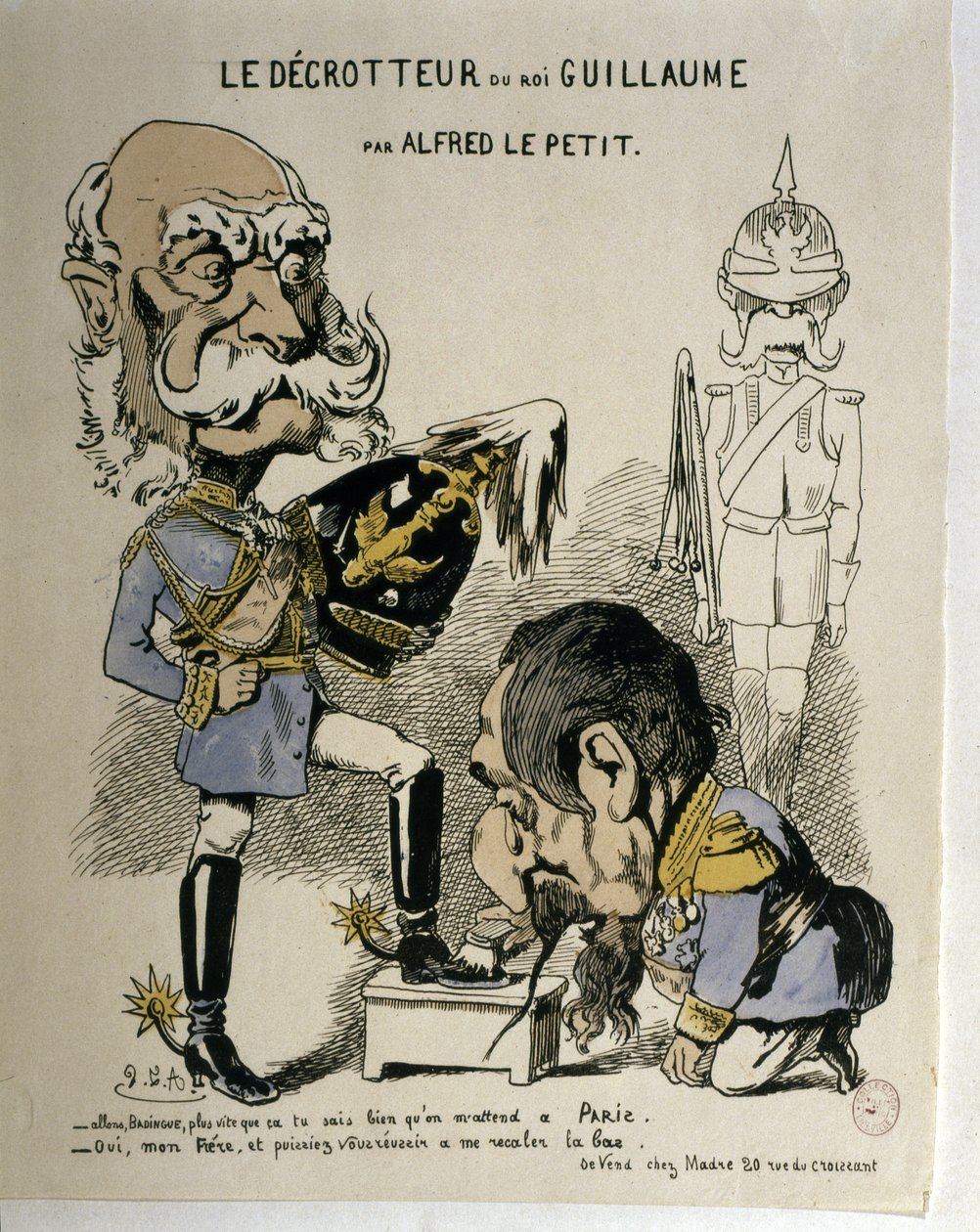 WOJNA FRANCUSKO-PRUSKA: Karykatura Wilhelma I Pruskiego i Napoleona III Fran... autorstwa Alfred Le Petit