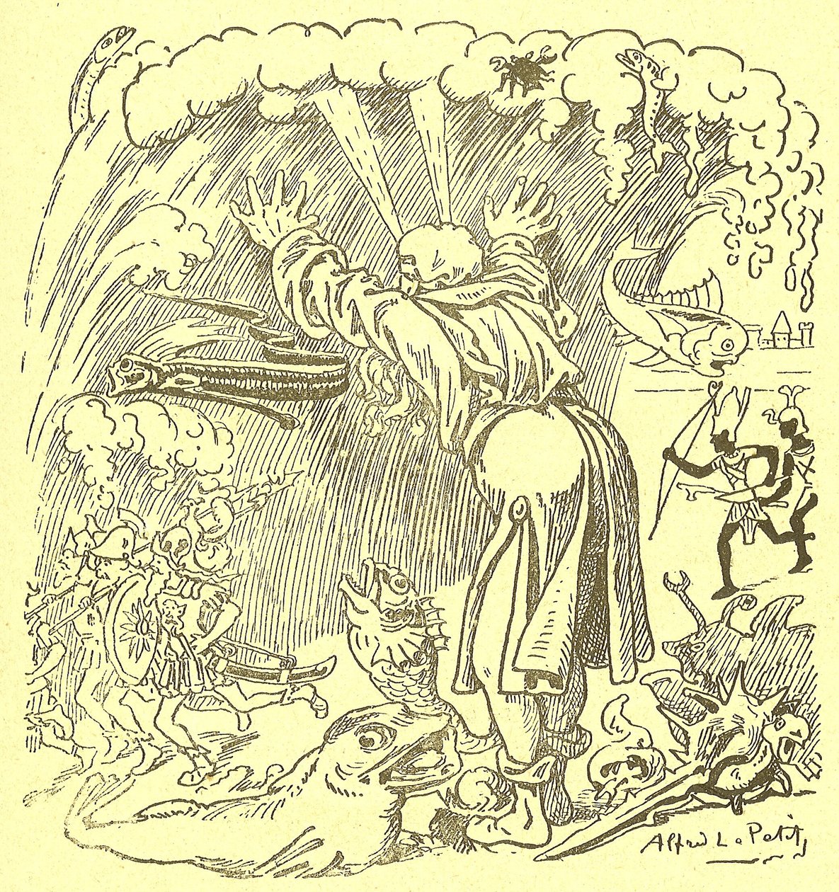Ilustracja Alfreda Le Pete (1841-1909) w Gros-Jean et son cure autorstwa Alfred Le Petit