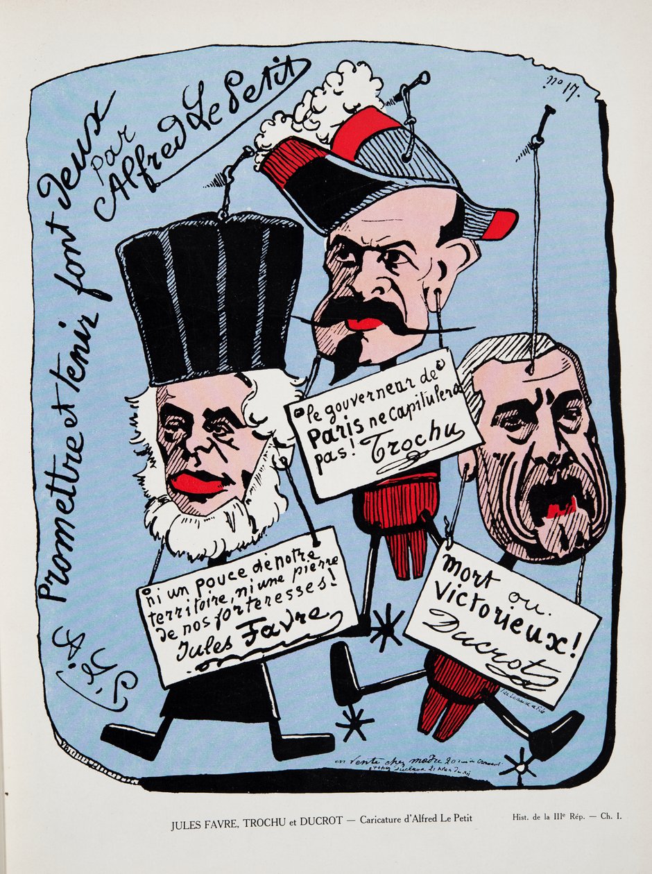 Jules Favre, Trochu i Ducrot, z Historii III RP, t. I, Historia polityczna, wyd. 1933 (kolor lito) autorstwa Alfred Le Petit