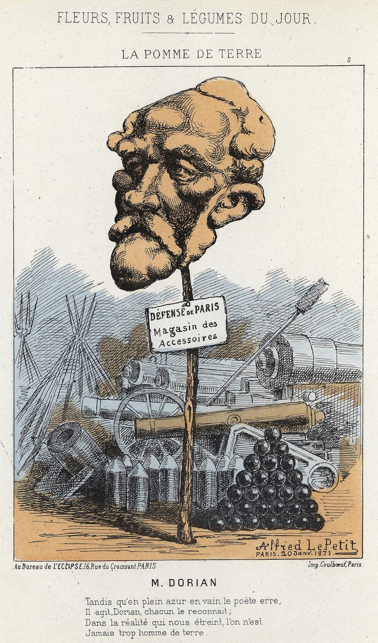 La Potato: Karykatura o Dorianie - ch. z 20.01.1871 w „Kwiaty, Owoce i Warzywa Dnia” autorstwa Alfred Le Petit