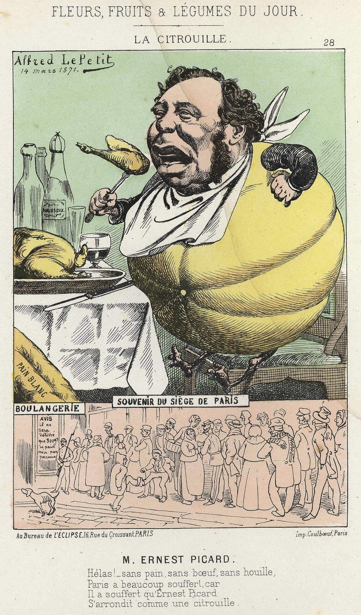 La Pumpkin: Karykatura Ernesta Picarda - il. z dnia 14.03.1871 „Kwiaty, Owoce i Warzywa Dnia” autorstwa Alfred Le Petit