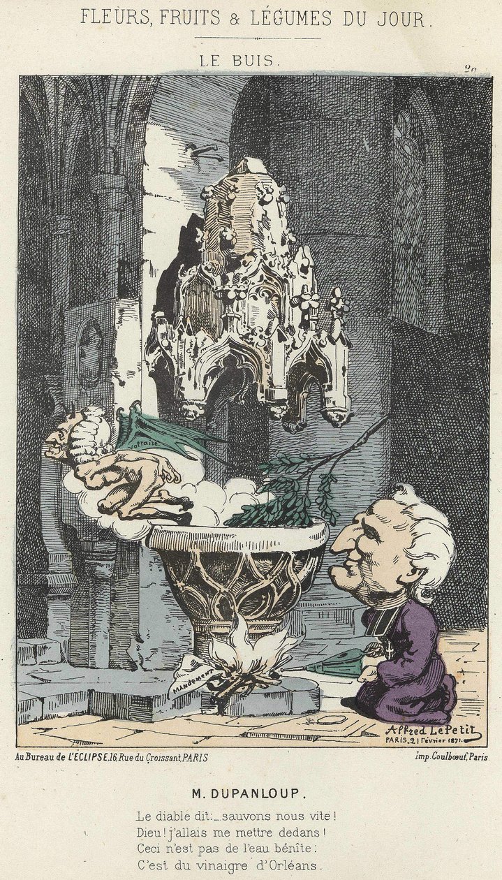 Le Boxis: Karykatura o Dupanloup - ch. z 21.02.1871 w „Kwiaty, owoce i warzywa dnia” autorstwa Alfred Le Petit