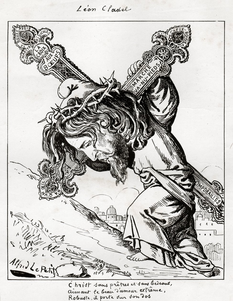 karykatura Leona Cladela, ok. 1875-80 (grafika) autorstwa Alfred Le Petit
