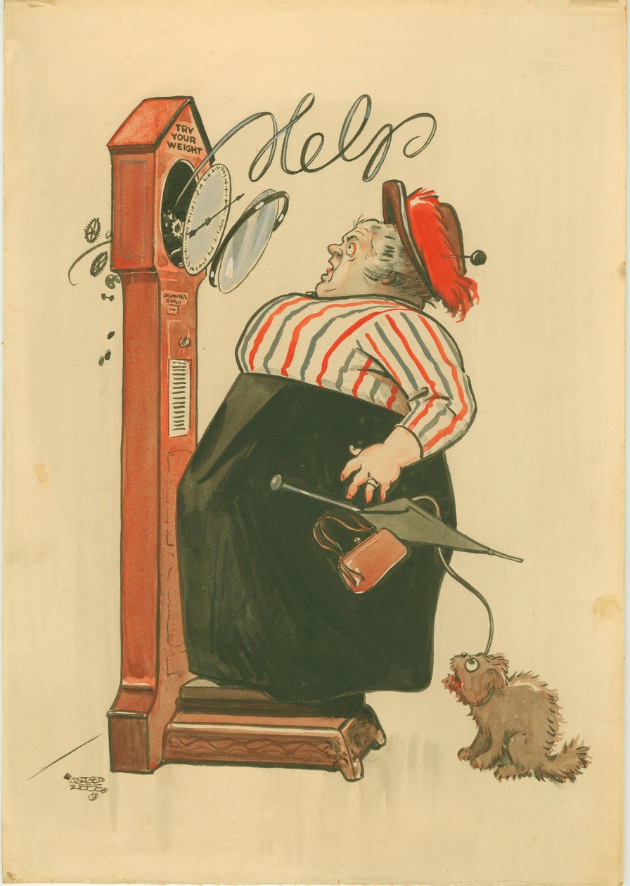 Wypróbuj swoją wagę! (akwarela) autorstwa Alfred Leete